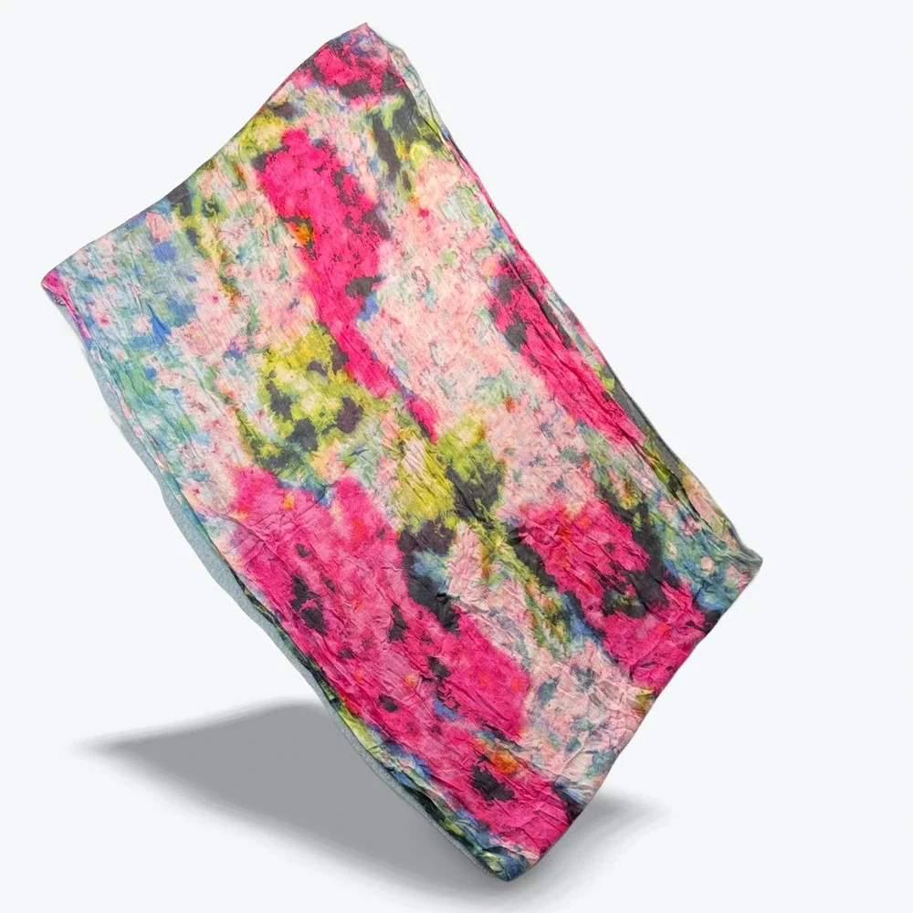 Fay Et Fille Modal Silk Infiniti Scarf Floral Rectangle Pink Green Blue 24x72